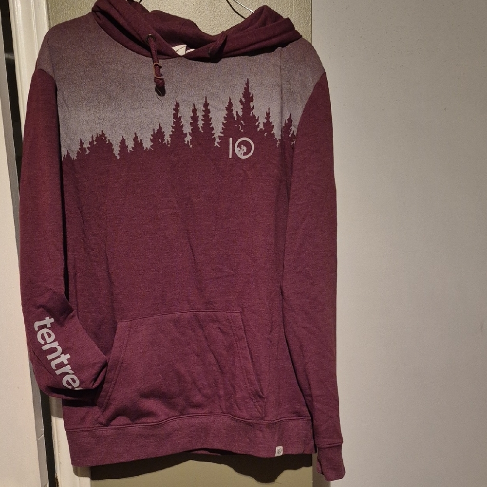 Tentree Maroon Hoodie with Tree Pattern